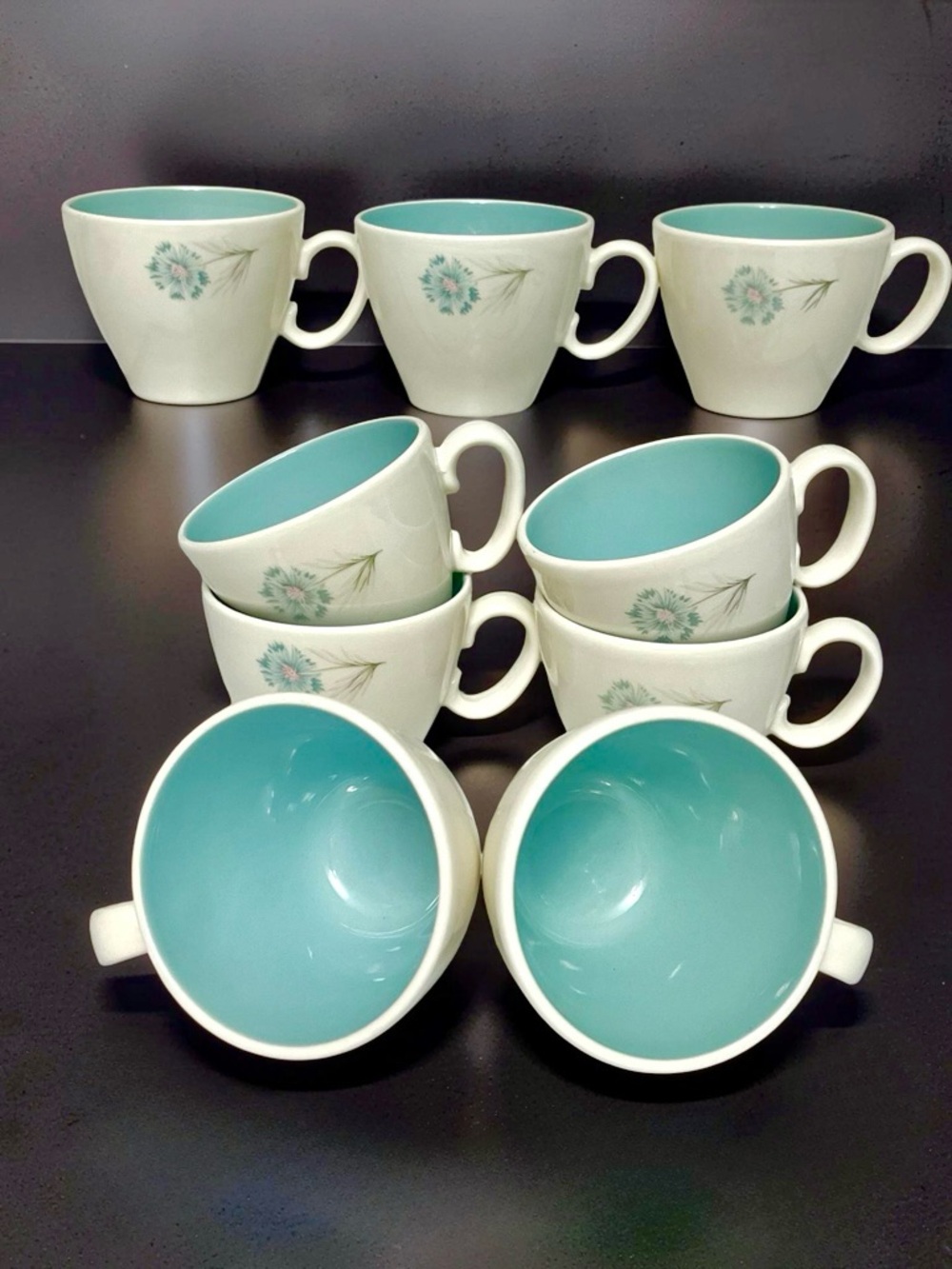 Vintage Mid-Century Set of Taylor Smith & Taylor Coffee Mugs 9 PC Set